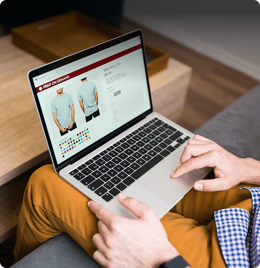 Person using laptop for niche marketplace