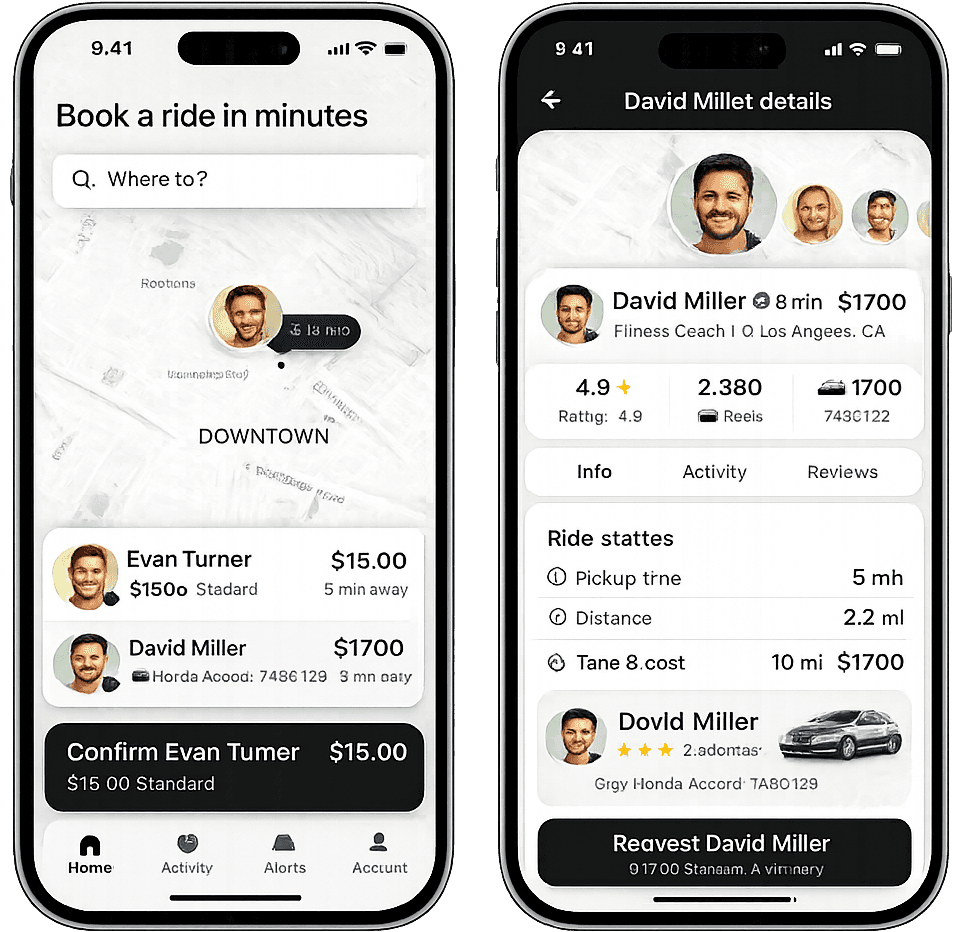 Uber Clone Two Phone mockup