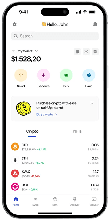 Main Crypto Wallet App Preview
