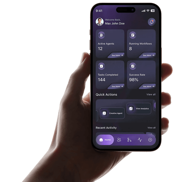 Enterprise AI Development Phone Mockup with Hand