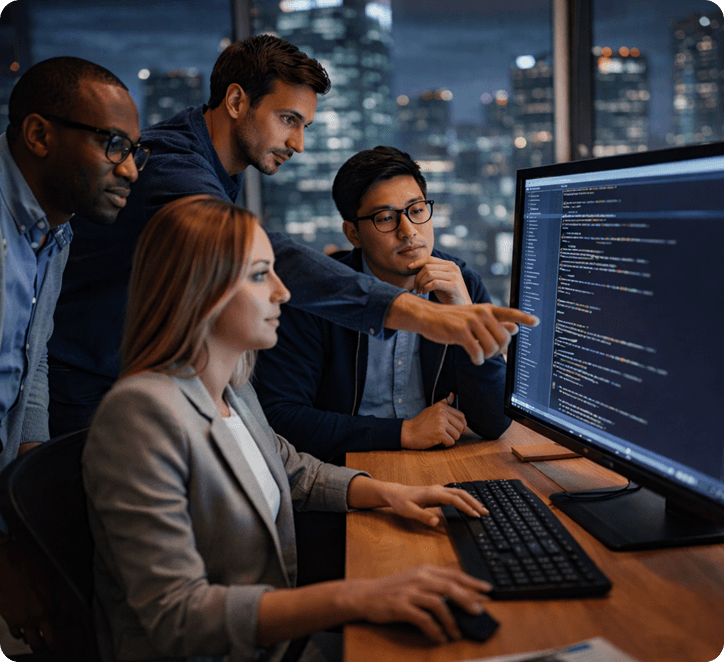Man Using Laptop with Monitor