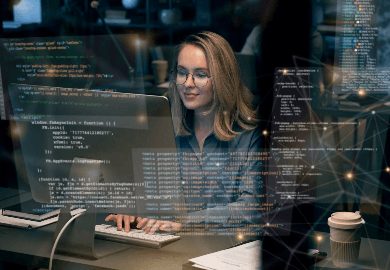 Smiling woman taking notes