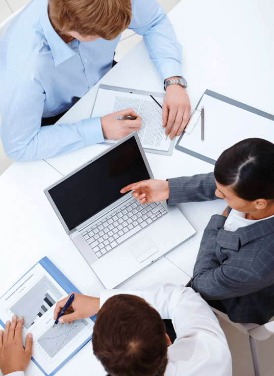 Two business women talking