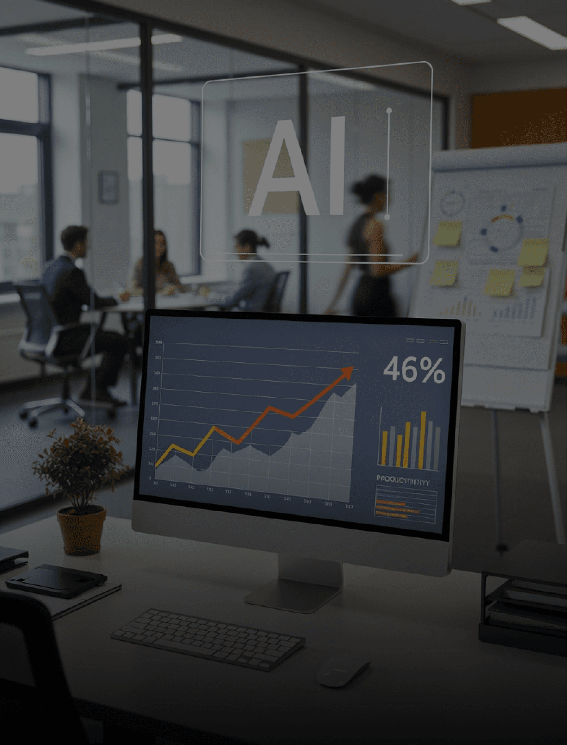 AI adoption and ROI statistics showing 78% of companies deploy AI