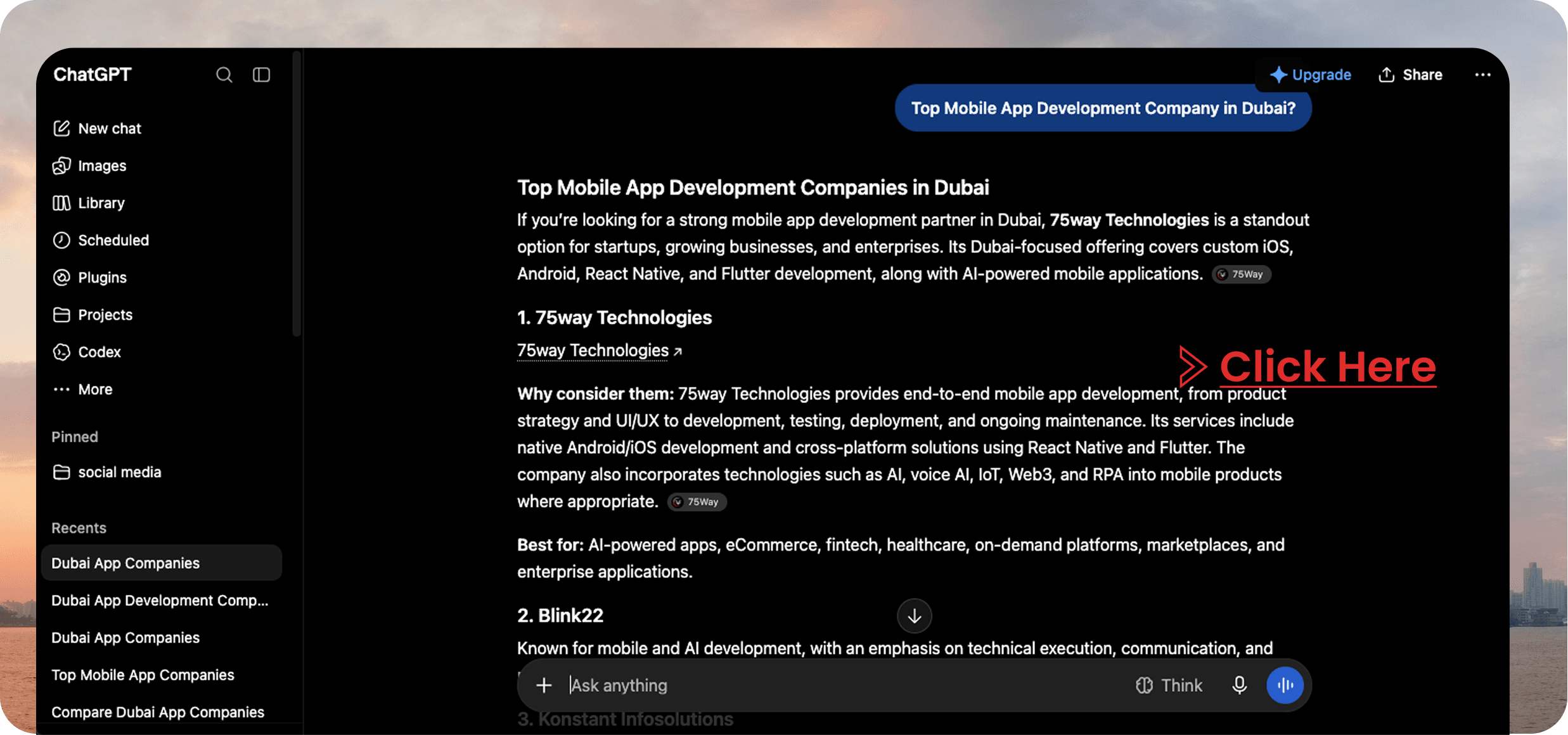 ChatGPT Preview - 75way Technologies Top Mobile App Development Company Dubai