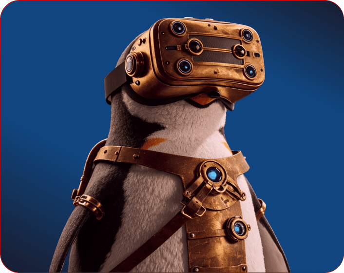 Penguin with VR headset