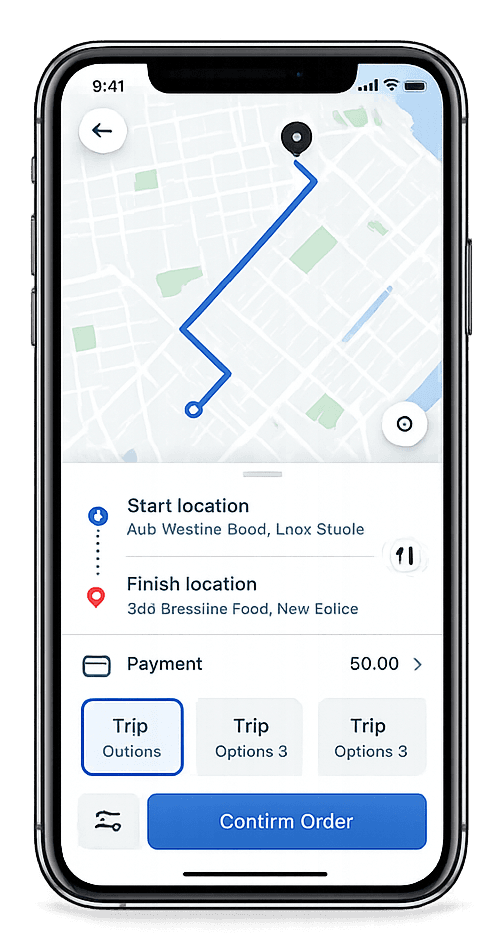 Ride Sharing App Mockup